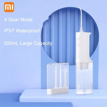 

Xiaomi Mijia Oral Irrigator Dental Portable Water Flosser 200ml Capacity IPX7 Waterproof USB Rechargeable 4 Modes Oral Cleaning