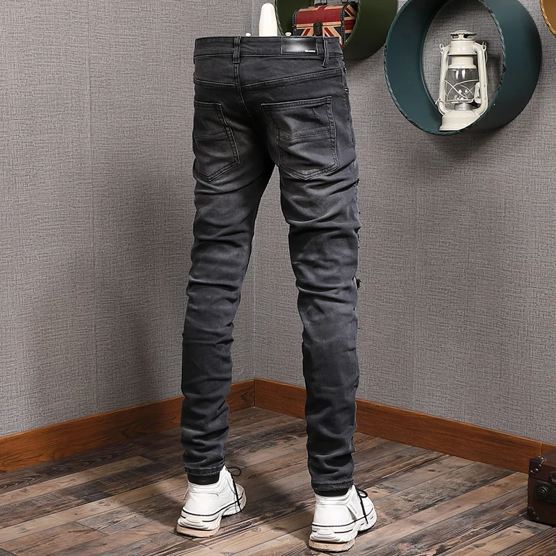 Street Style Fashion Men Jeans Retro 