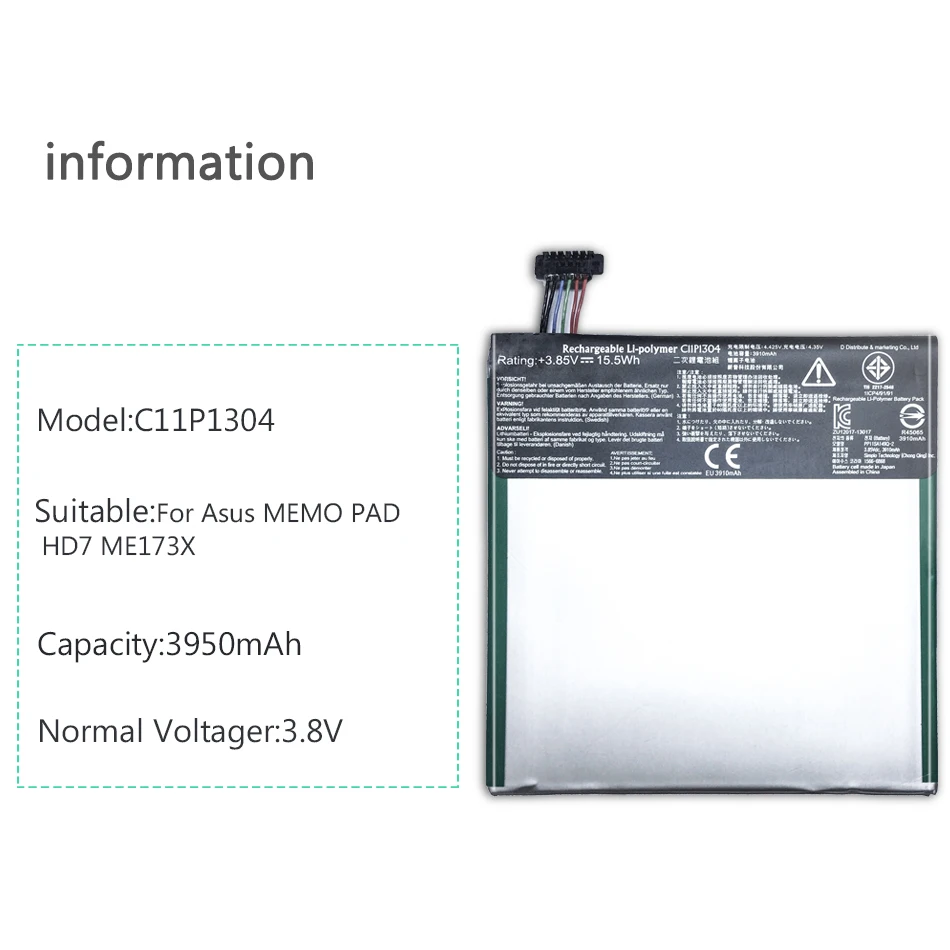 3950 мАч сменный аккумулятор планшетных ПК для Asus MEMO PAD HD 7 ME173X HD7 ME173 K00B C11P1304 батарея батареи+ инструмент