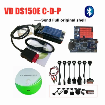 

New Vci blue pcb 2015.3/2016.0 keygen with bluetooth Obd OBD2 Scanner for delphis Car Truck Diagnostic + 8pcs Car Cables