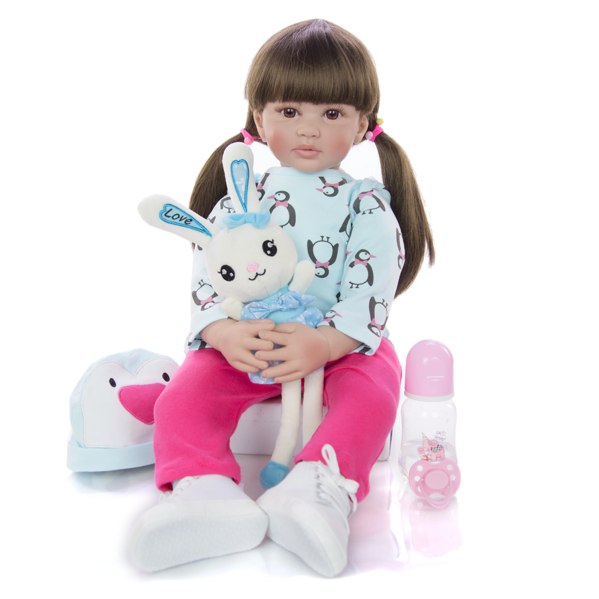 24 дюйма модные куклы Reborn Menina длинные волосы истина как 60 см принцесса Reborn Boneca Мягкая кукла детская игрушка подарок на день рождения