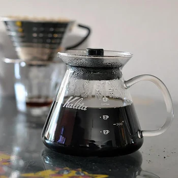 

Kalita Wave Glass Server G 300ml Glass Coffee Pot Server 2 Cups Wave 155 Glass With Dripper Heat-resistant 101 Used Drippers