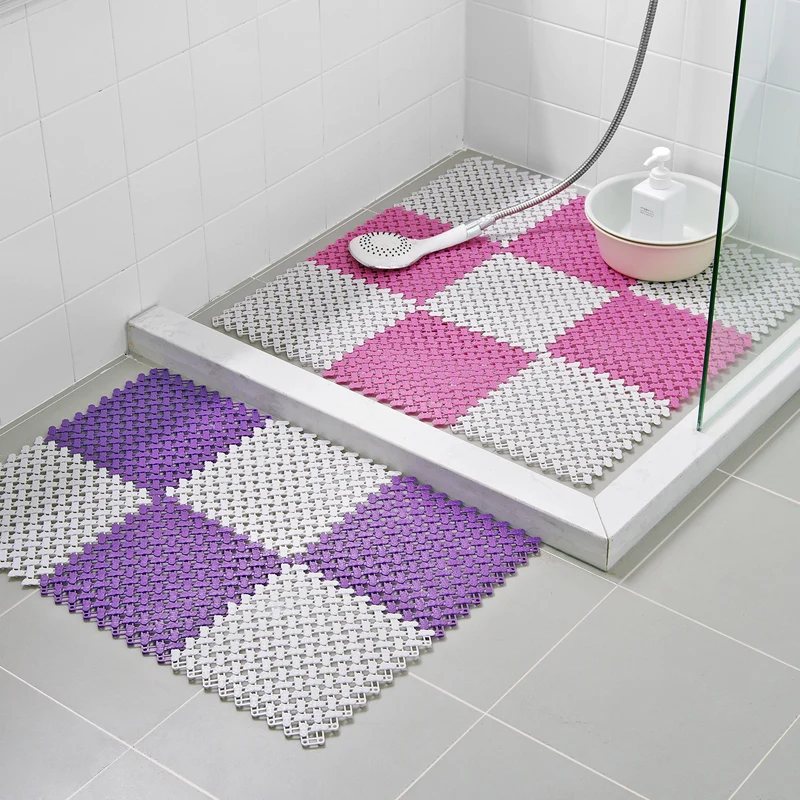 

DIY Non-slip Bathroom Mat Shower Bath Mat Safety Bathroom Square PVC Bathmats for Home Kitchen Floor Mats Shower Mat Bath Rug