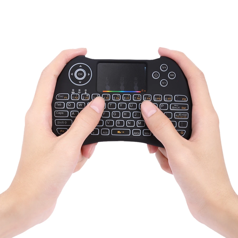 H9 2 4 ГГц мини клавиатура с RGB подсветкой сенсорной панелью портативная для ПК Smart tv