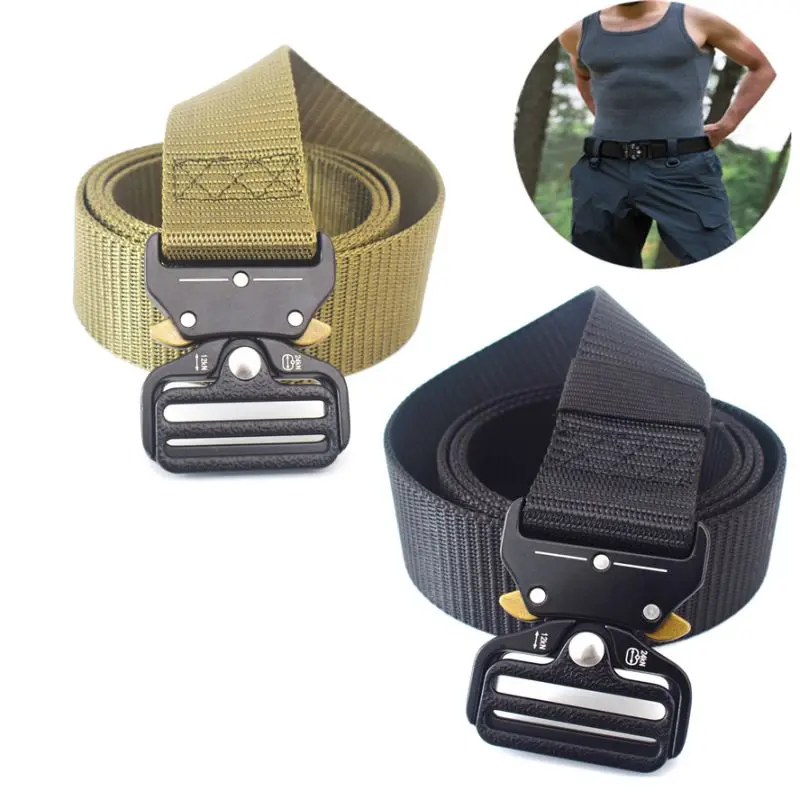 Nylon Military Tactical Belt Adjustable Metal Buckle Outdoor Army Quick Release Training Nylon Belt