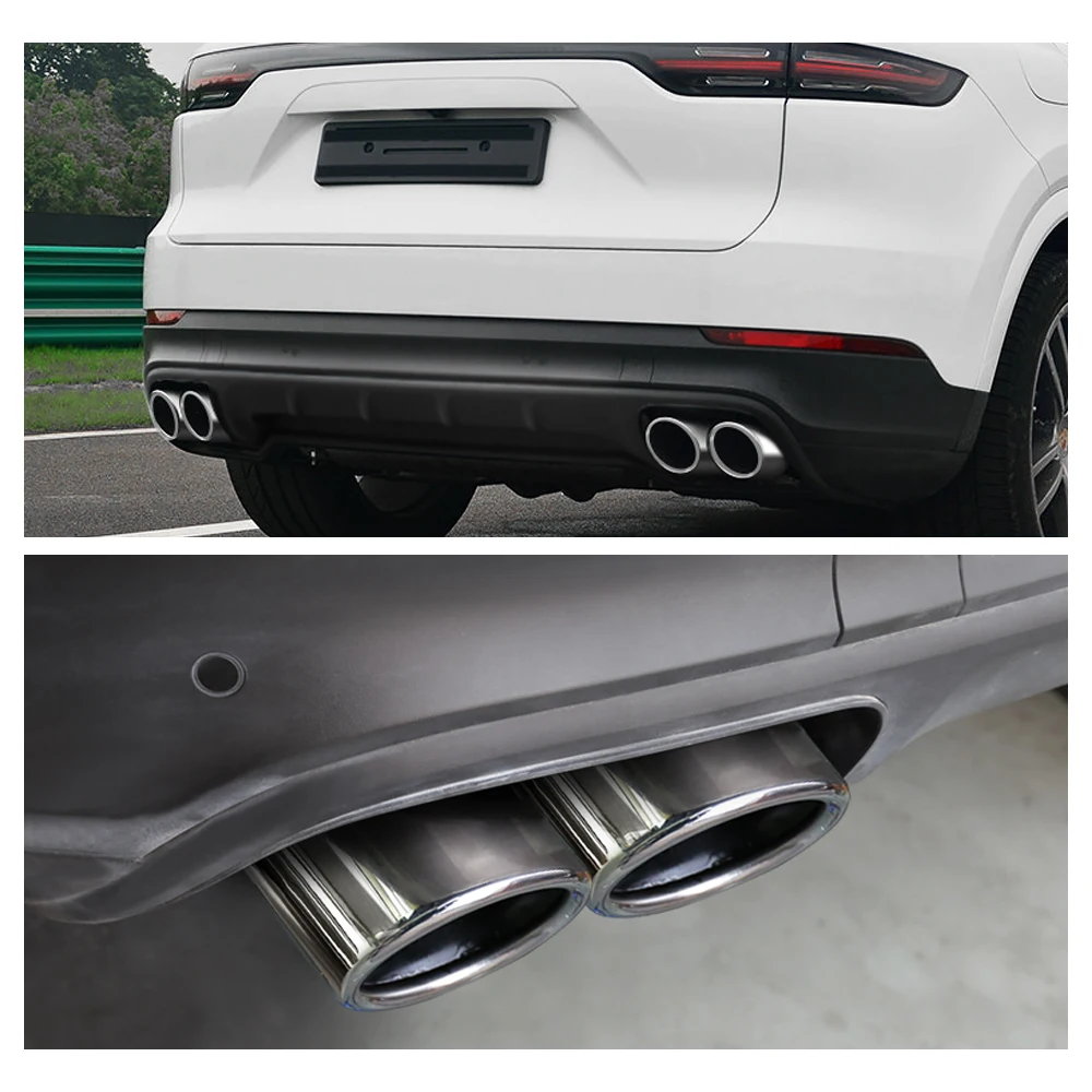 Выхлопная труба автомобиля для Porsche Cayenne 9YA глушитель хвостовой наконечник Круглый Трубопровод из нержавеющей стали выпускное сопло конец Одна замена две трубки