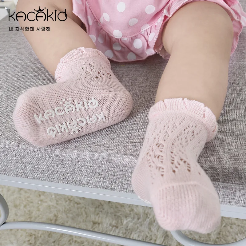 Kacakid/новые стильные летние детские носки детские ажурные чулки кружевные носки для девочек мягкие Нескользящие хлопковые носки для малышей
