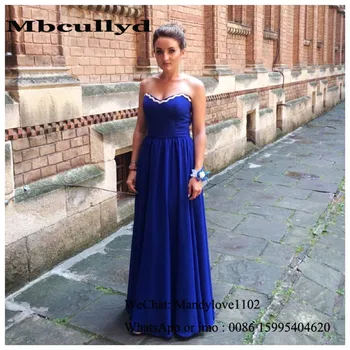 

Mbcullyd Royal Blue Bridesmaid Dresses Long 2020 A-line Chiffon Wedding Party Dress Cheap Under 100 Vestidos de fiesta de noche