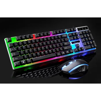 

2020 New Colorful LED Fashion Backlit Wired Keyboard Mouse Set Gaming Keyboard Gamer Mouse Tripod Keyboard Home Office PC Laptop