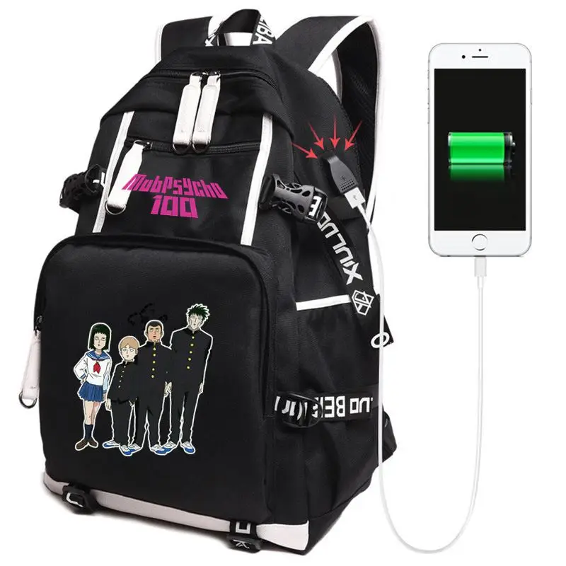Аниме Mob Psycho 100 рюкзак для путешествий на плечо сумки для ноутбука Косплей Mobu Saiko Hyaku Дети Подростки Студенческая книжная сумка