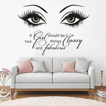 

Beauty Salon Art Wall Stickers Quote Eyes Girls Makeup Grooming Indoor Wall Sticker for Living Room Decoratiom Accessories Z348
