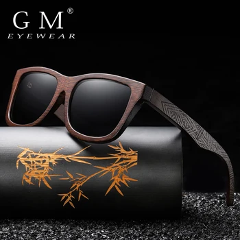 Солнцезащитные очки с поляризационными стеклами ручной работы, из натурального бамбука, с зеркальным покрытием, подарочная коробка