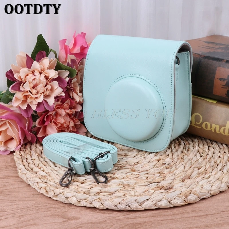 light blue Instax Mini 8 Mini 9 сумки для камеры искусственная кожа наплечный ремень чехол для Fujifilm - Цвет: light blue
