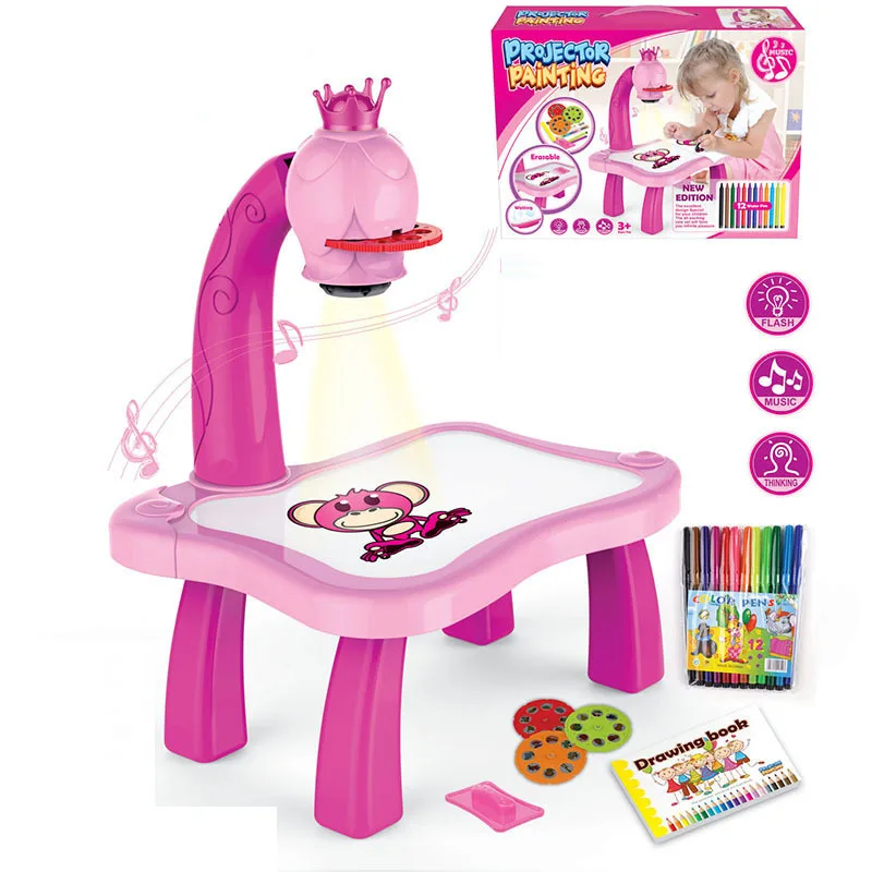 

Smart Projection Painting Machine Cartoon Fun with Music Learning Machine Drawing Board Multi-functional Light Painting Machine
