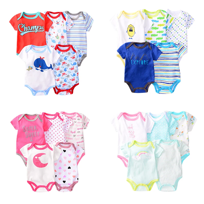 Боди детское с коротким рукавом 100% хлопок 5 шт./компл.|Боди для малышек| |