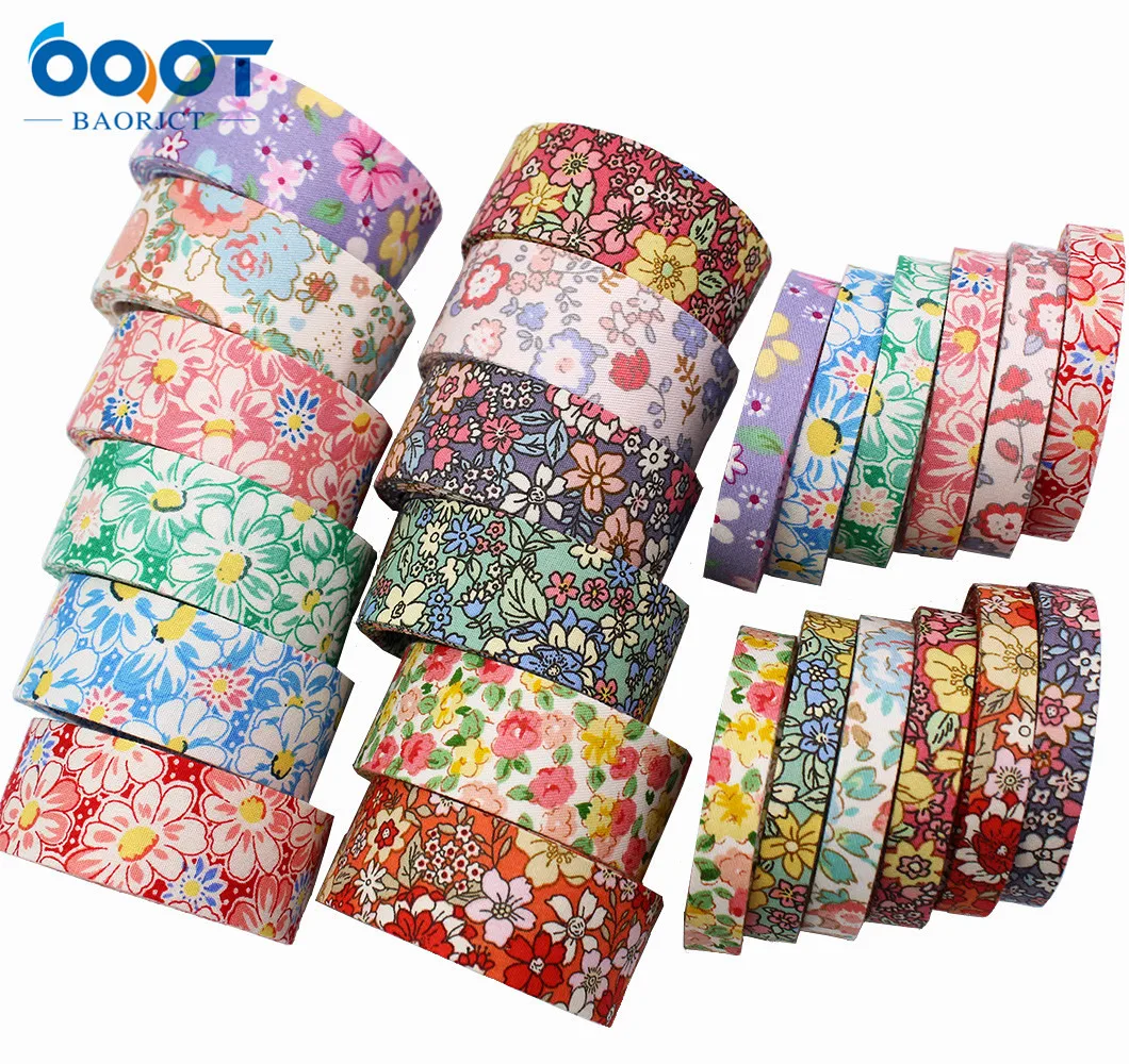 Ribbon Decoration Ribbon Supplies Wrapping Ribbon Double-Sided Springtime Flowers Cloth Ribbons 1"(10/25MM) 5Yards Bow Cap DIY Party Gift Packaging Materials L-201126-1362