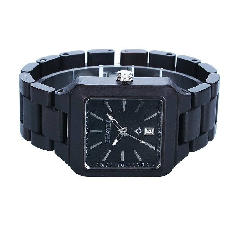 Bewell деревянные часы мужские красный сандал Orologio Uomo календарь квадратный horloges mannen кварцевые наручные часы Relogio часы мужские часы мужские 110A