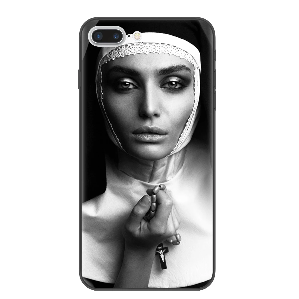 Монахини сестра силиконовый мягкий чехол для iPhone XS Max XR X 8 7 6 6S Plus 5 5S SE черный бант