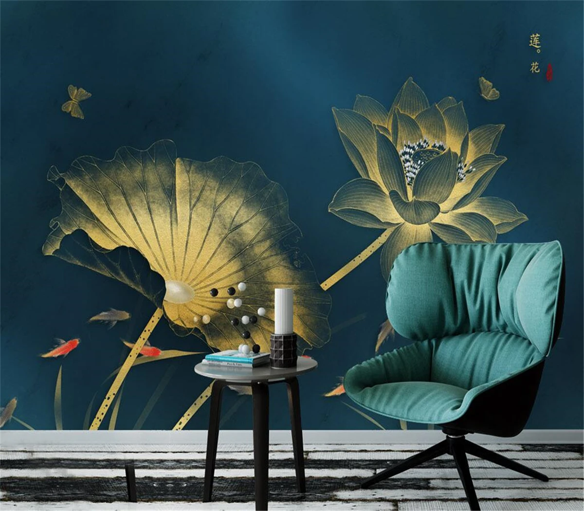 

beibehang Custom wallpaper fashion modern abstract golden light luxury background wall lotus new Chinese decorative mural