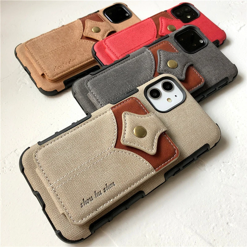  wlzcyhbd Retro Fabric Grain Leather Wallet Phone Cases For iPhone 11 Pro Max X Xr Xs 7 8 Plus Fashi