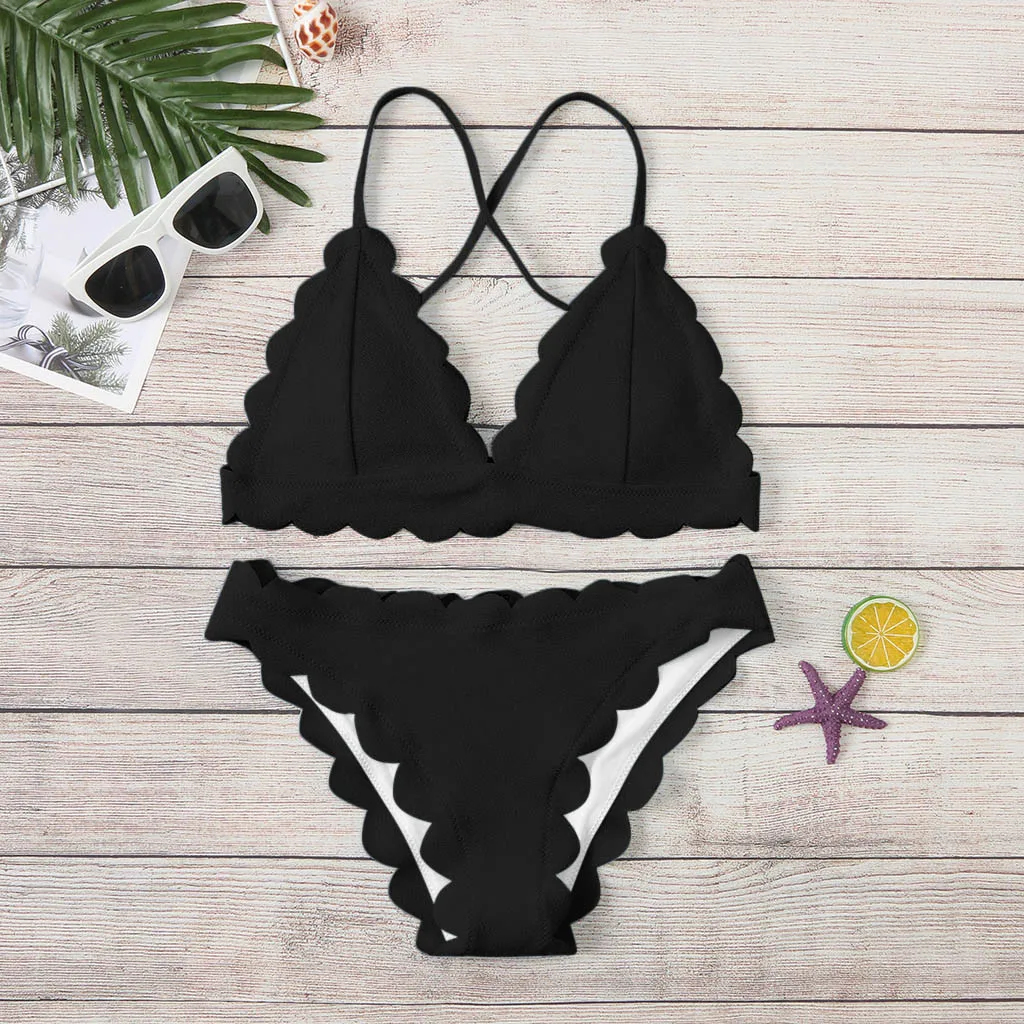 Женский купальник бикини Kancoold однотонный пляжный раздельный для плавания