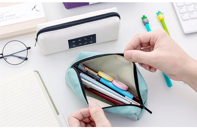 Large Capacity Canvas Pencil school Pencil Cases Bags Creative Cute Pen Box Pouch Case Office School Stationary Supplies