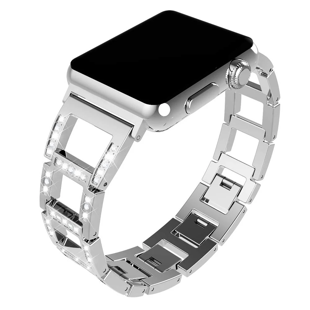 Роскошная лента для Apple Watch Series 3 2 1 38 мм 42 мм металлический Алмазный ремешок для Iwatch 5 4 40 мм 44 мм