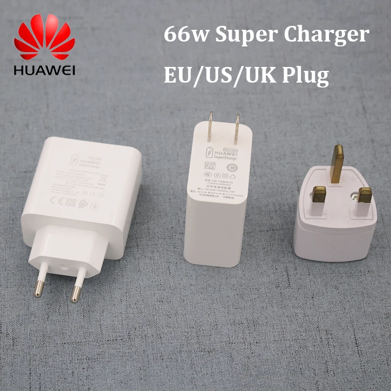 Original Huawei Fast Charger 66w Supercharge 11v 6a Eu/us/uk Plug Usb Power Adapter For Huawei