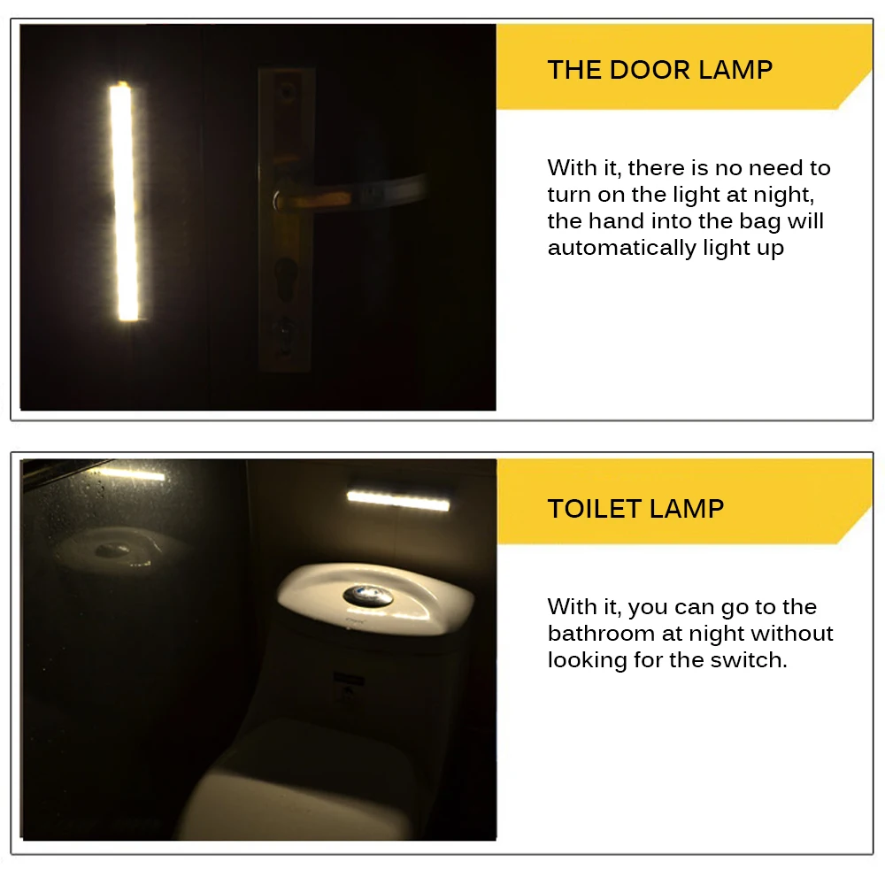 New LED Cabinet Light Human Body Induction Cabinet Light Battery LED Wall Cabinet Light For Wardrobe Bathroom Lighting