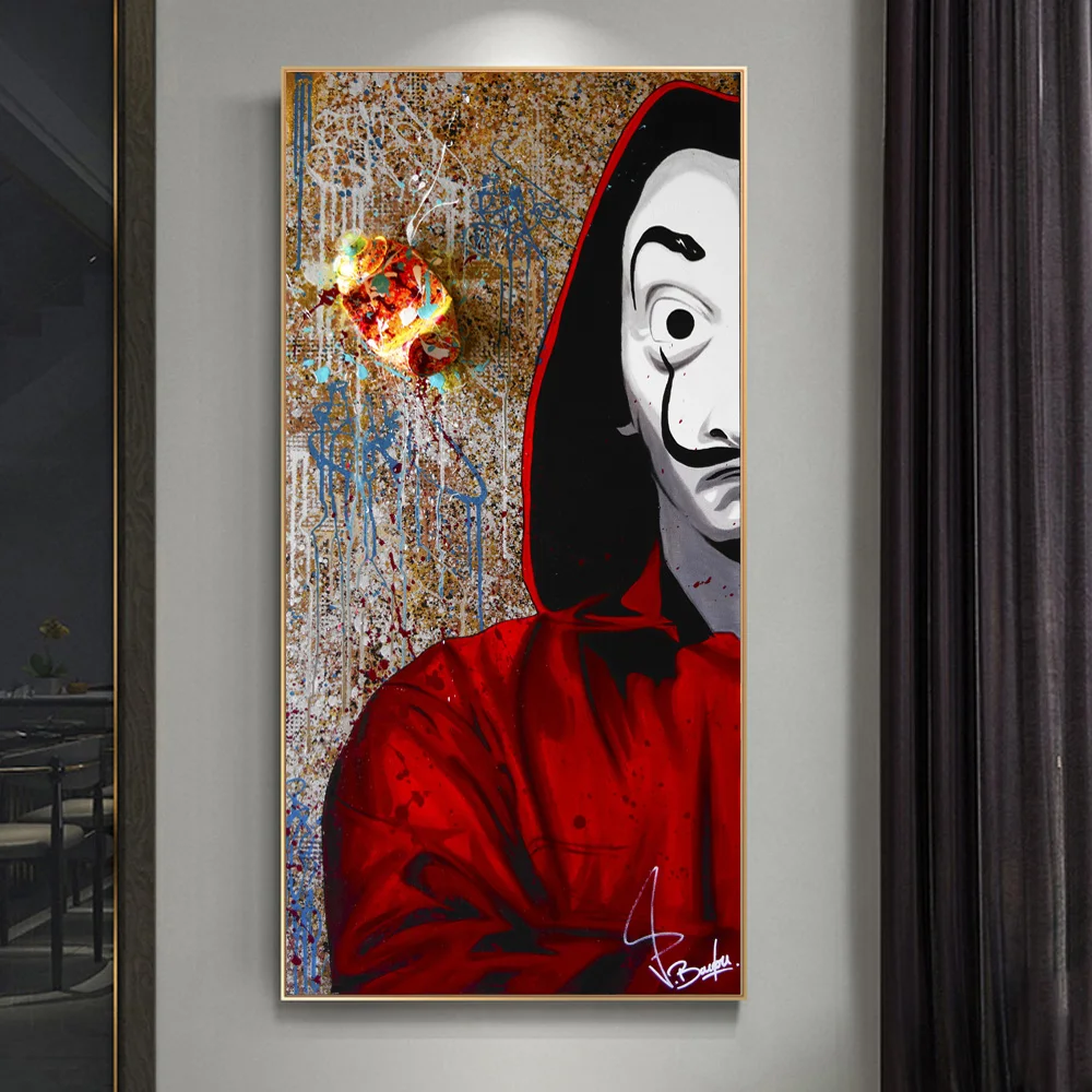 La Casa De Papel маска с граффити мужской постер серии TV и принты Картина на холсте декор