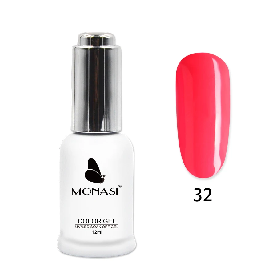 MONASI 12 мл УФ-Гель-лак, летний дизайн для ногтей, розовый цвет, Гель-лак, замочить от длительного УФ-светодиодный, быстрая сушка - Цвет: 32