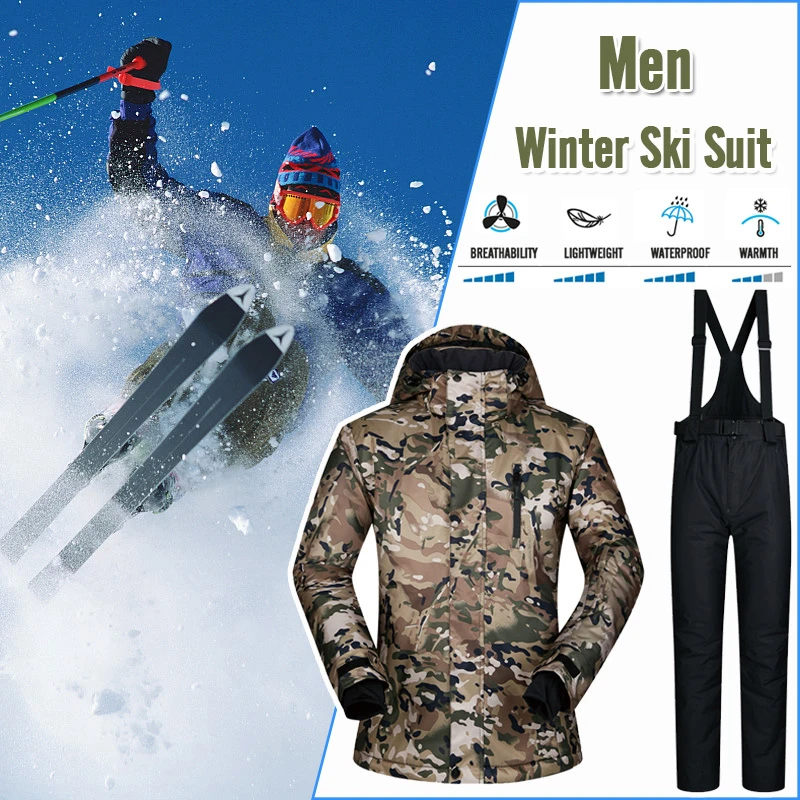 

2019 New Thick Warm Ski Suit Male Waterproof Windproof Skiing and Snowboarding Jacket Pants Set Male Snow Costumes Outdoor Wear