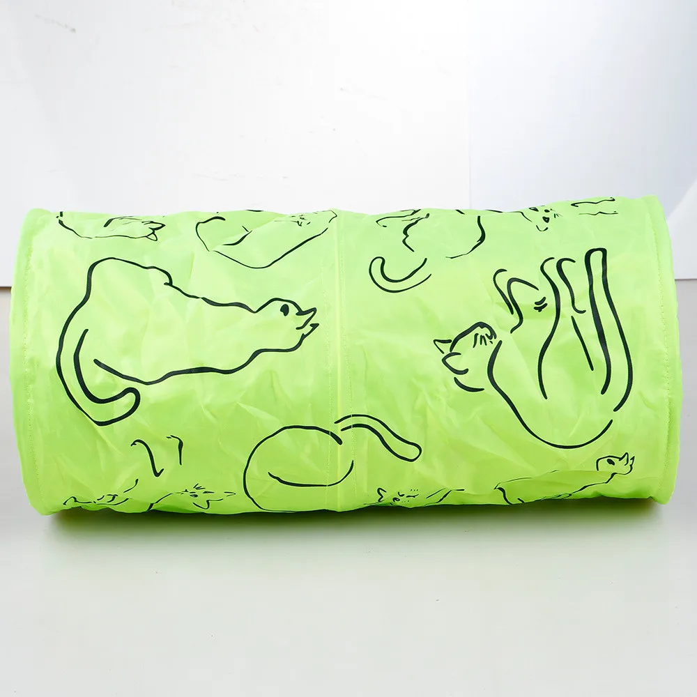 Развивающие игрушки для кошек и собак, туннели для кошек, кошачья мята с принтом, зеленый милый котенок, туннельные игрушки с мячом, забавные игрушки, туннель