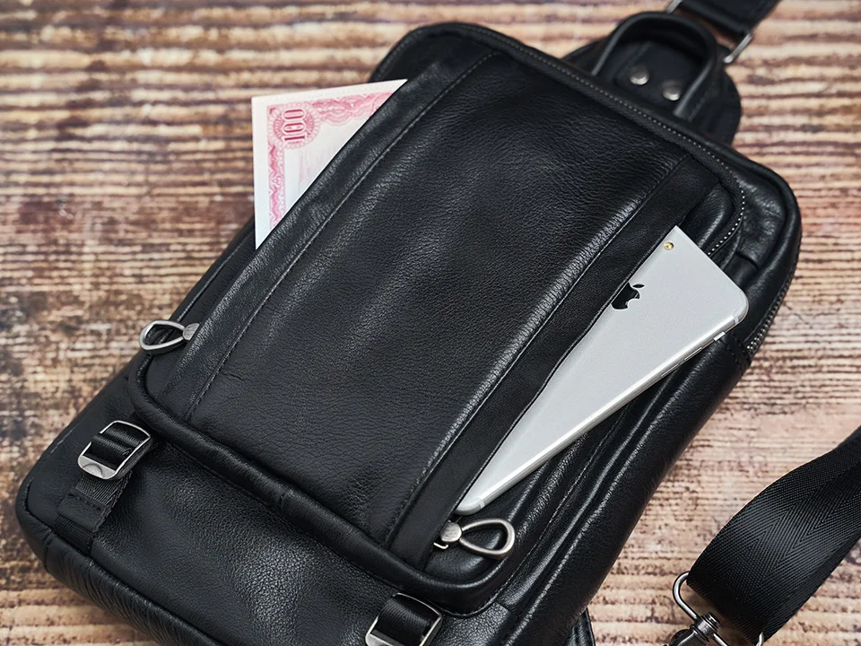 NUPUGOO Casual Brust Tasche Männer Aus Echtem Leder Umhängetasche Mode Schulter Hohe Qualität Leder Multifunktions Für 10,5 Zoll Ipad – Detail 19