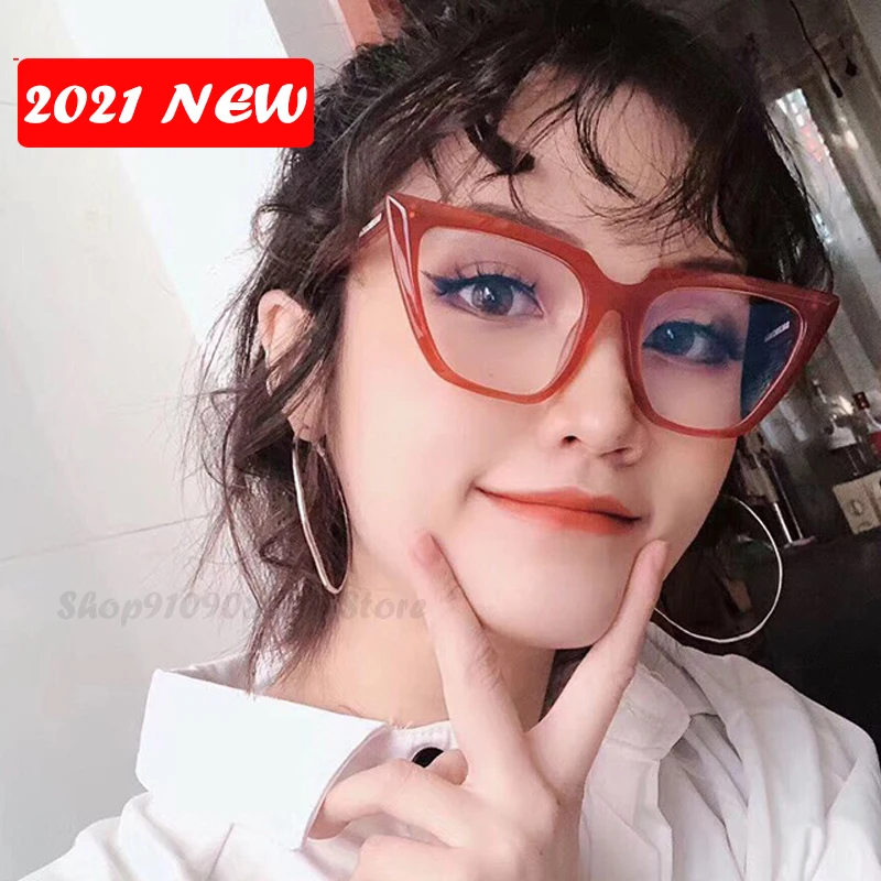 

Cateye Glasses Frame 2021 Blue Light Eyeglasses Frames Luxury Retro Eyewear Brand Designer Mirror Glasses Oculus Feminino