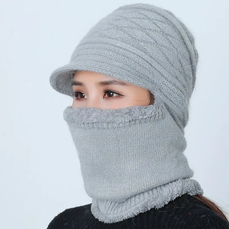 Балаклава женские полосы вязанные шапки кепки маска Gorras теплые зимние шапки для женщин Skullies теплые шерстяные шапочки шапка для мам