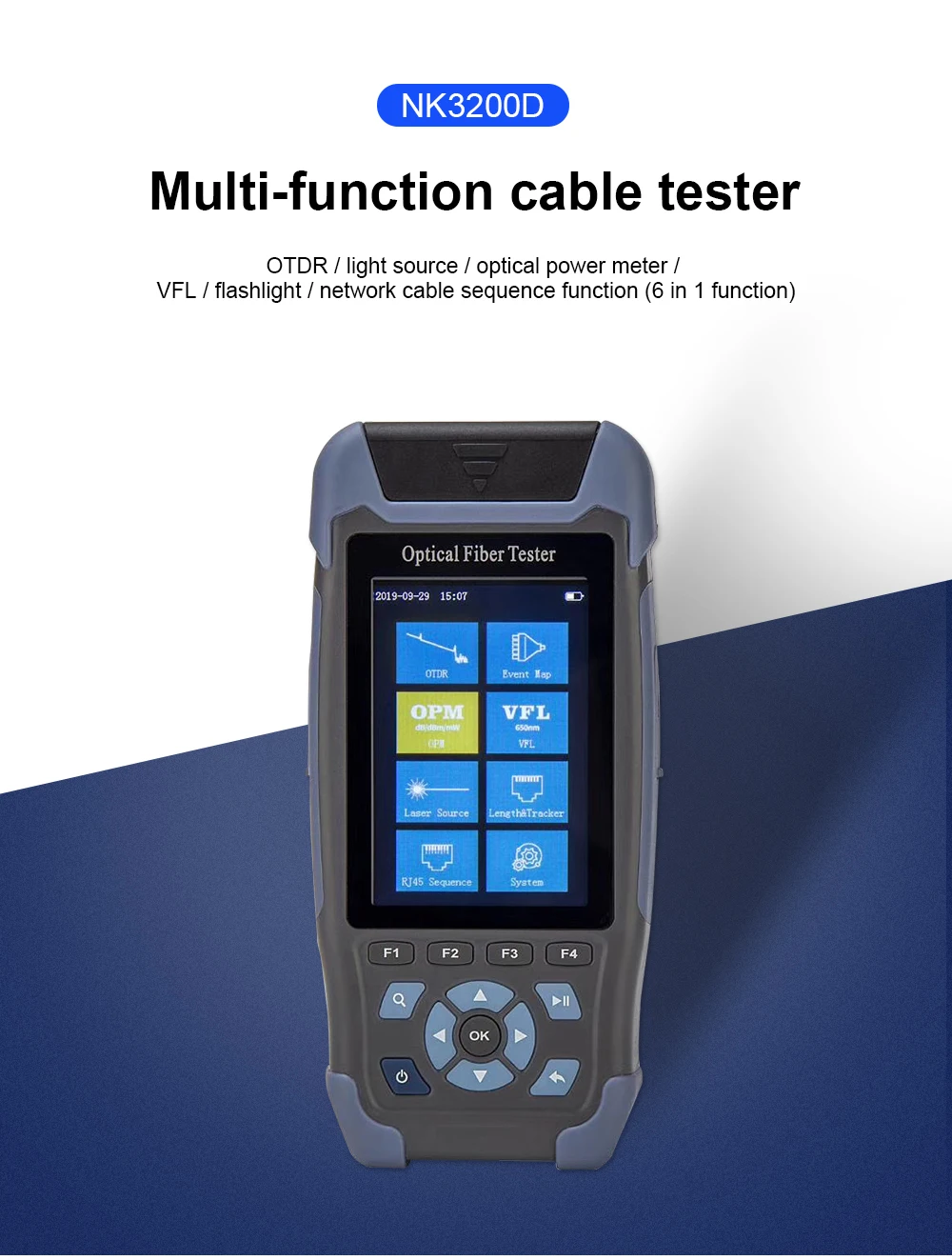 【クーポン配布中】【交換無料】 ミニotdr nk3200d反射率計,光ファイバーテスター,多機能,光パワーメーター,vflライトソース 無料