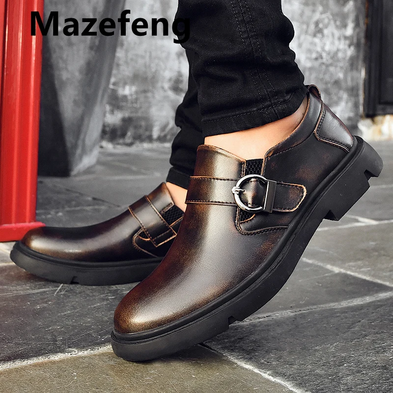 Mazefeng/Новинка; Брендовые мужские оксфорды; модельные туфли из натуральной кожи; модные лоферы; высококачественная повседневная мужская обувь на плоской подошве; размеры 38-46