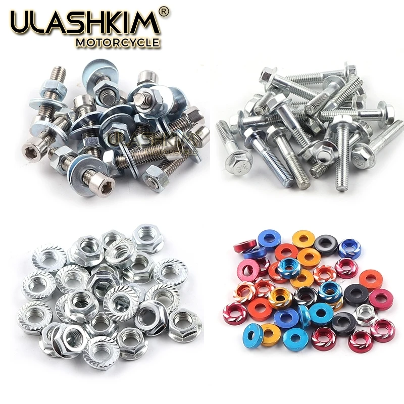 

10pcs Universal Motorcycle Exhaust Cylinder Scooter ATV Dirt Street Bike Screws Nut Clips for Kawasaki Yamaha Suzuki Honda