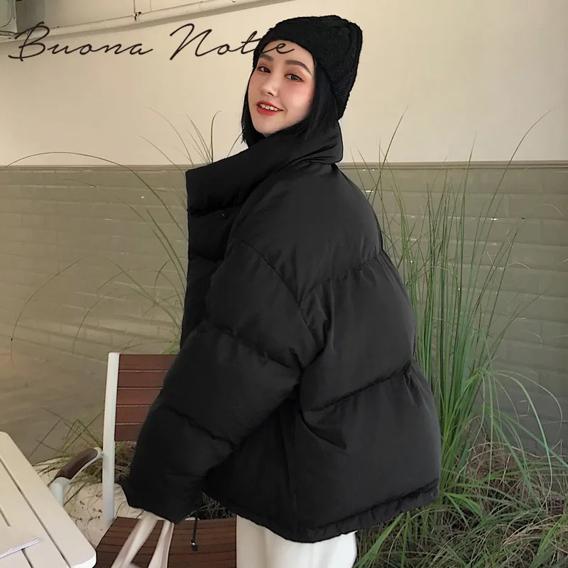 Зимняя утепленная теплая Женская куртка-парка в Корейском стиле с воротником-стойкой и хлопковой подкладкой, Женское пальто, дутые утепленные куртки для женщин