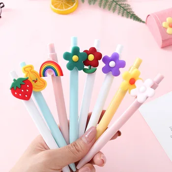 

13pcs Creative Cartoon Click Gel Pen Black Ink Set Sun Flower Cute School Office Large Capacity Writting Stationery Supplies