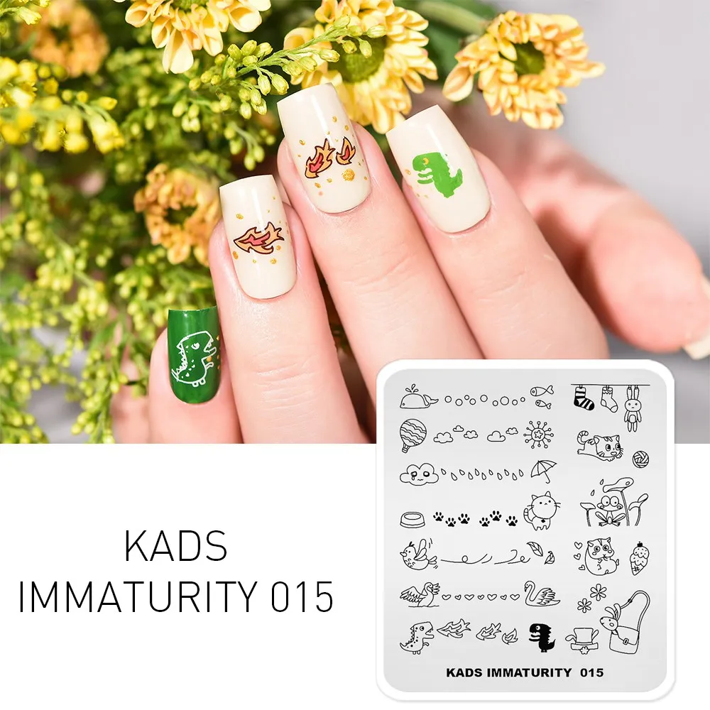 KADS дизайн ногтей шаблон конструкции незрелость серии трафарет для маникюра пластины с узорами для ногтей шаблон для печати дизайн - Цвет: Immaturity 015