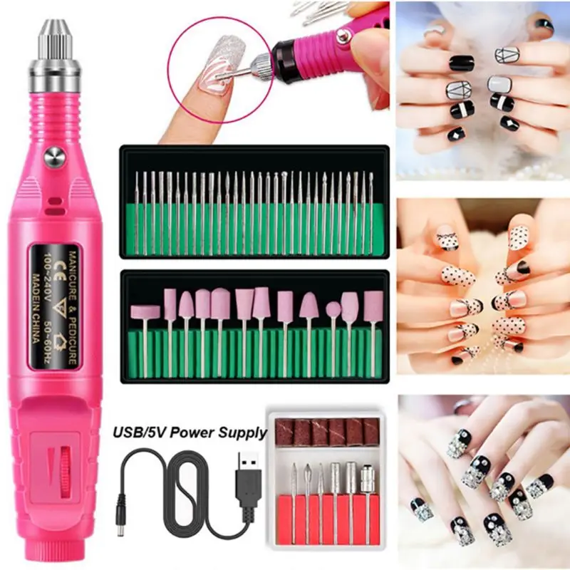 Многофункциональный Электрический набор сверл для ногтей, профессиональная полировальная машина, портативные инструменты для маникюра