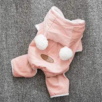 

Corduroy Warm Hooded Jacket Pet Cat and Dog Clothes Christmas Easter Clothes Pet Equipment Comfortable Fabric Cute Hair Ball