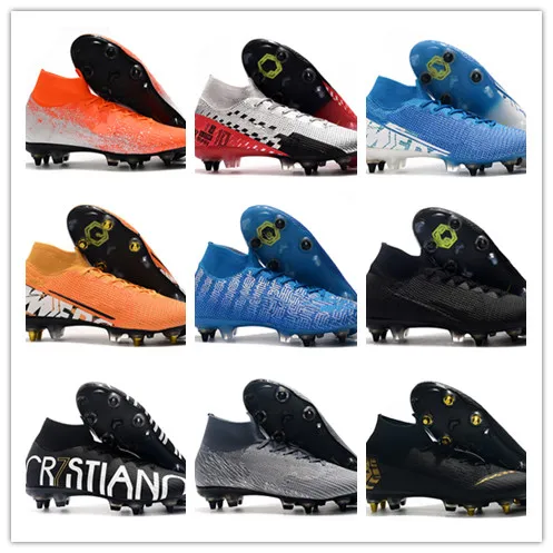 2019 высококачественные мужские футбольные бутсы Mercurial Superfly 7 Elite SG-PRO AC футбольные бутсы Дешевые CR7 футбольные бутсы Mercurial Vapors