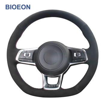 

Hand Sewing Black Synthetic Suede Car Steering Wheel Covers for Volkswagen VW Golf 7 GTI Polo GTI Tiguan Allspace (R-Line)