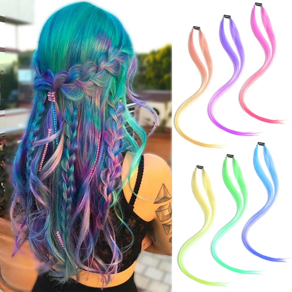 My-Diva Clip On Hair Extension Three Color Ombre Straight Hair Extension Two Strands Clip In Hairpieces High Temperature Faber
