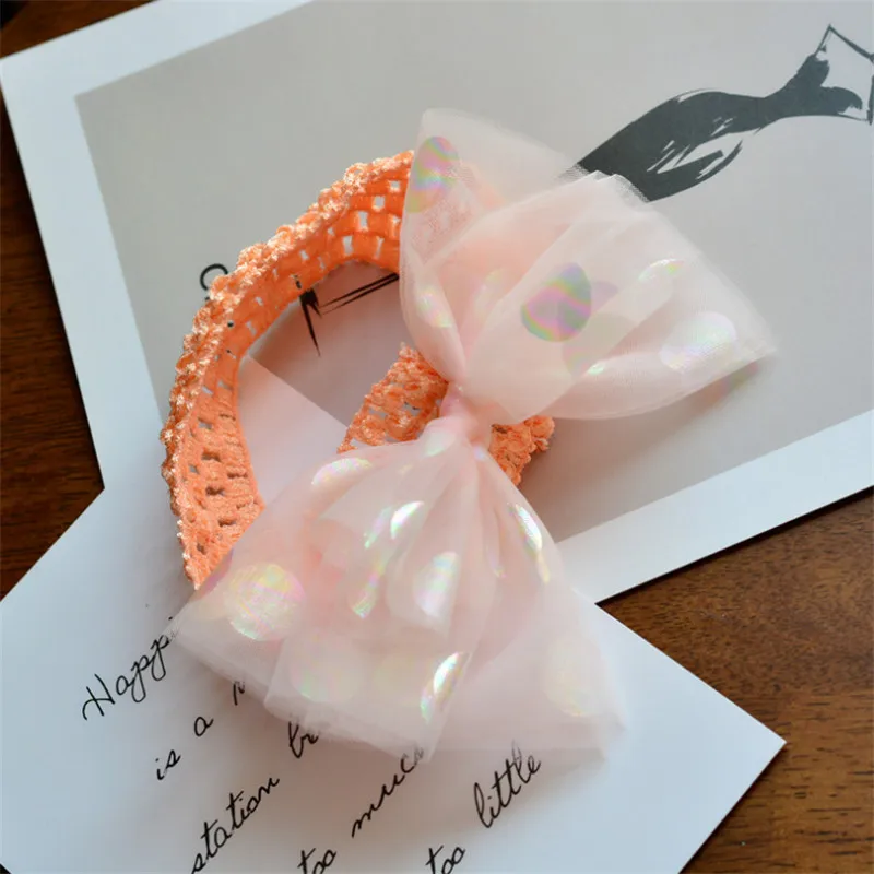 pink headband 5 шт./лот, Детские аксессуары для волос в горошек, с блестками, пряжа заколки для волос для девочек ручной работы мужские зимние пряжа заколки эластичное оголовье повязка на голову - Цвет: pink headband