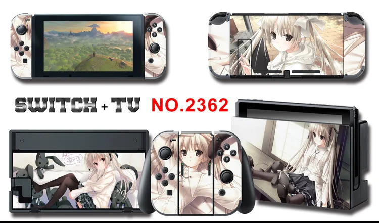 1set New Cute Anime Full Body Sticker for NS Switch Protective Cover Skin Colorful Art for Game Console Joy-Con Controller Decor