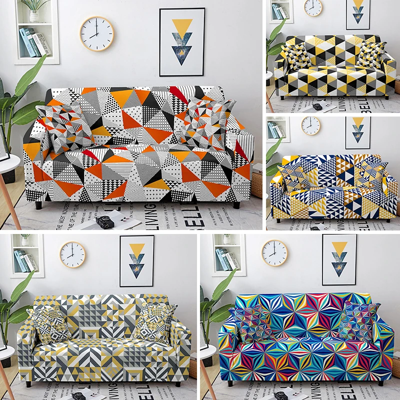 

Geometric Elastic Slipcovers Sofa Universal Sofa Cover Stretch Sectional Corner Couch Cover For Living Room Decor